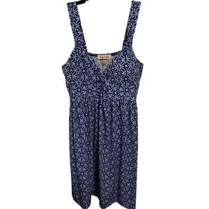 Wide shoulder straps twist front geometric design v-neck empire waist dress